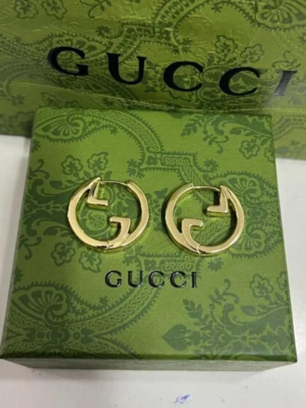 New Gucci Blondie Hoop Earrings GG - Picture 2 of 3